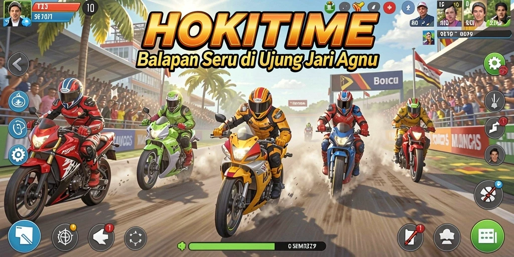 Tampilan gameplay HOKITIME yang mendebarkan saat balapan.