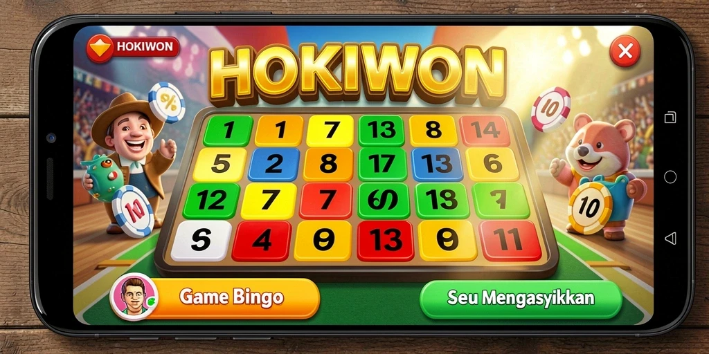 Tampilan gameplay seru HOKIWON dengan fitur Bingo yang mengasyikkan.
