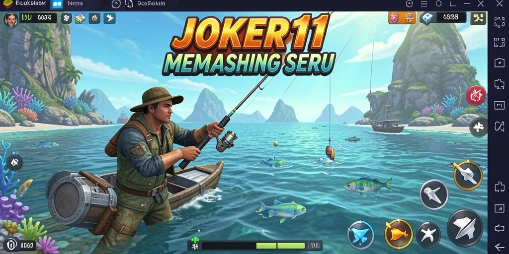 Tampilan gameplay JOKER11 yang menampilkan suasana laut dan ikan beragam.