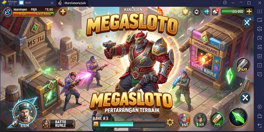 Gameplay seru di MEGASLOTO, adu strategi dan skill battle royale.