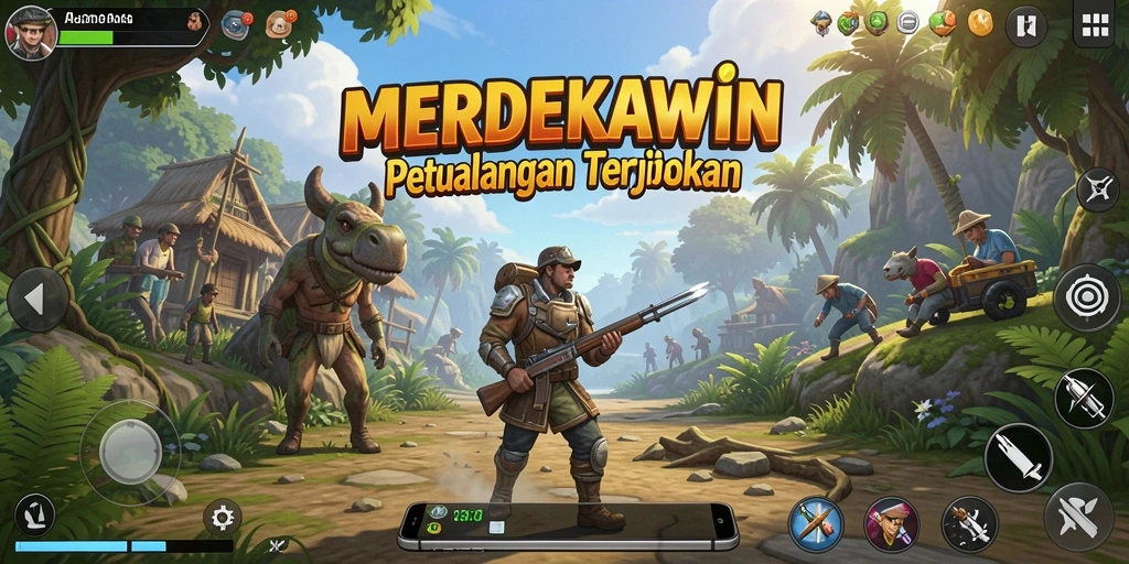 Tampilan screenshot MERDEKAWIN menunjukkan keindahan dunia Open World.