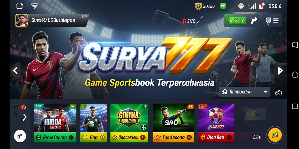 Screenshot gameplay Sportsbook SURYA777 menampilkan berbagai pilihan taruhan.