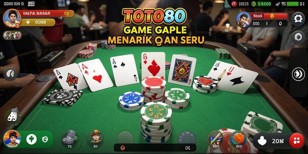 Tampilan gameplay TOTO80 yang menarik dan menyenangkan dalam permainan Gaple.